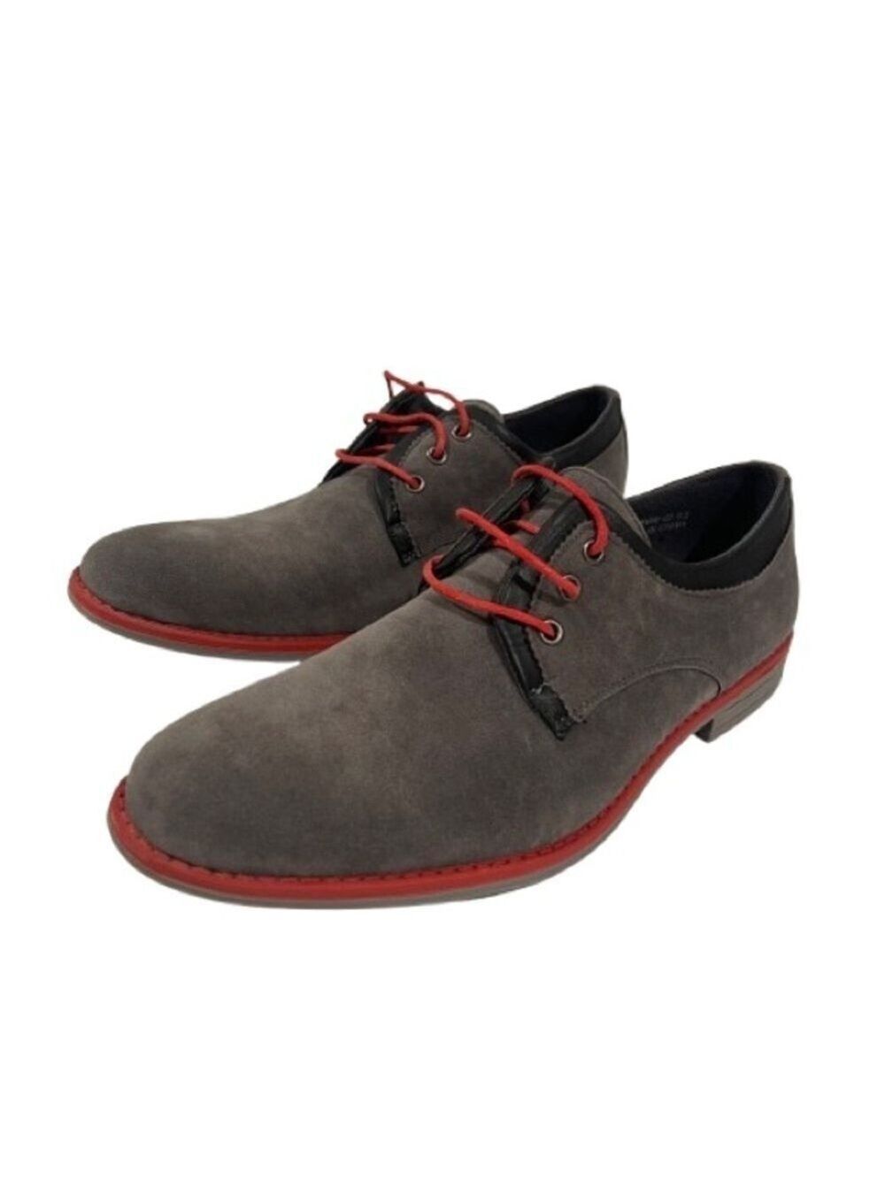 Men’s Royal Shoes Faux Suede Grey Red Oxford Dress Shoes Size 8.5!